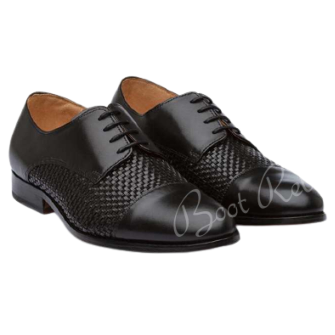 Leather Braided Laceups Shoes